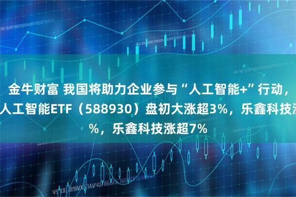 金牛财富 我国将助力企业参与“人工智能+”行动，科创板人工智能ETF（588930）盘初大涨超3%，乐鑫科技涨超7%