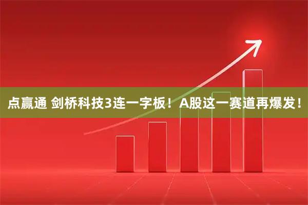 点赢通 剑桥科技3连一字板！A股这一赛道再爆发！